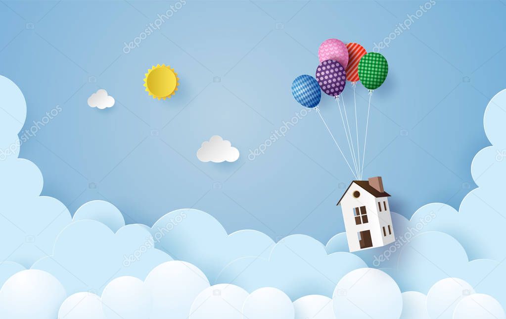  house hanging with colorful balloon 