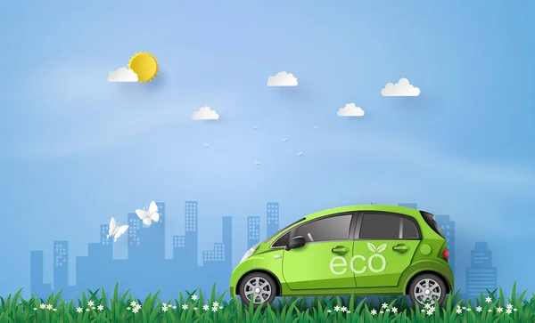 Eco concepto de coche . — Vector de stock