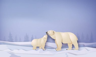 Yaban hayatı kış sahneleri kutup ayısı ile