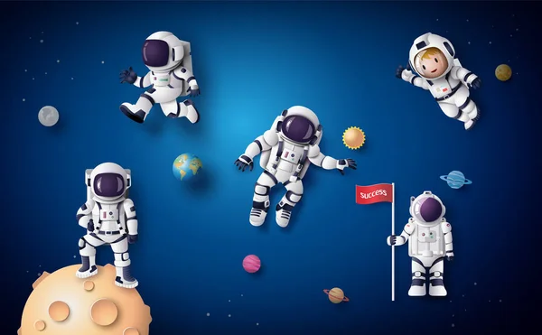 Astronauta flotando en la estratosfera  . — Vector de stock