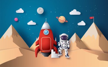 astronot aya bayrak ile