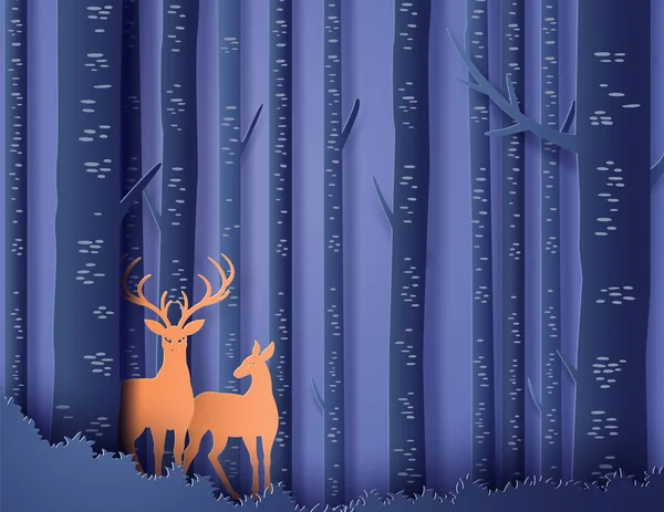 Cerfs dans la forêt — Image vectorielle