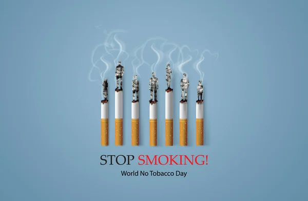 禁止吸烟的概念和世界无烟日与人民 剪纸风格 — 图库矢量图片