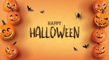 Balkabağı ve yarasalarla Cadılar Bayramı bayrağınız kutlu olsun. . 