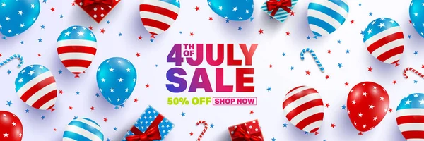 4Th July Sale Poster Template Usa Independence Day Celebration American — стоковый вектор