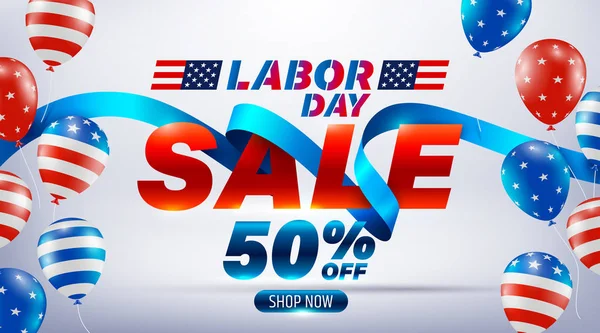 Happy Labor Day Sale 50 % off poster.USA célébration de la fête du travail — Image vectorielle