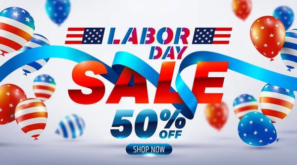 Happy Labor Day Sale 50% off poster.USA labor day celebration — Stock Vector