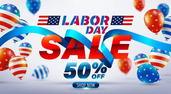 Feliz Dia do Trabalho Venda 50% off poster.USA celebração do dia do trabalho — Vetor de Stock