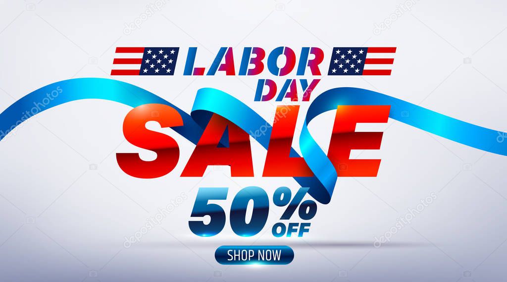 Happy Labor Day Sale 50% off poster.USA labor day celebration