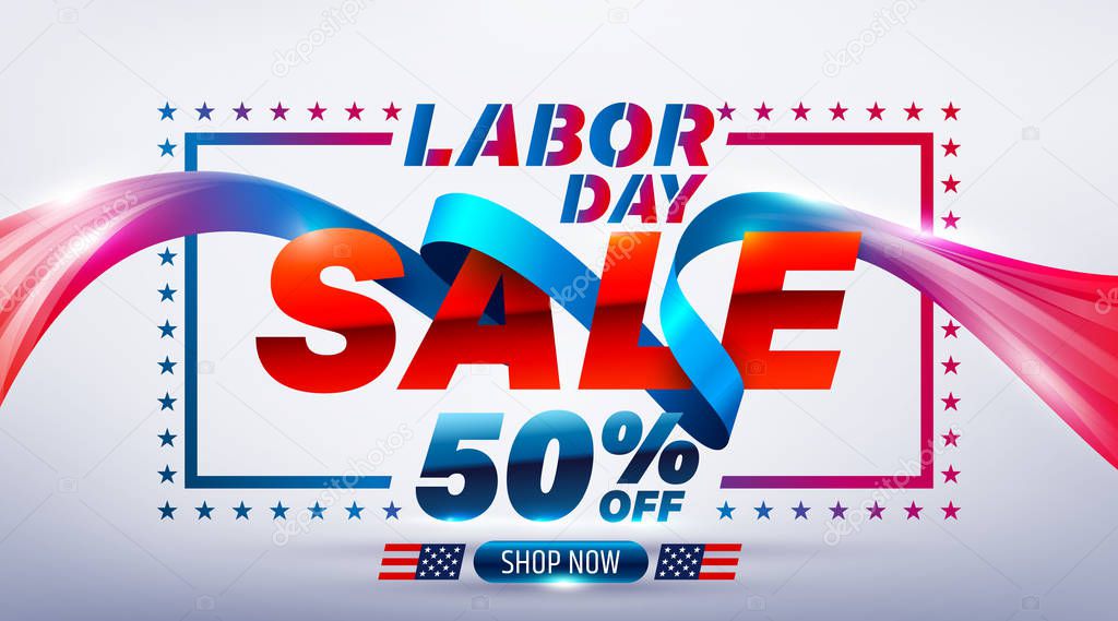 Happy Labor Day Sale 50% off poster.USA labor day celebration