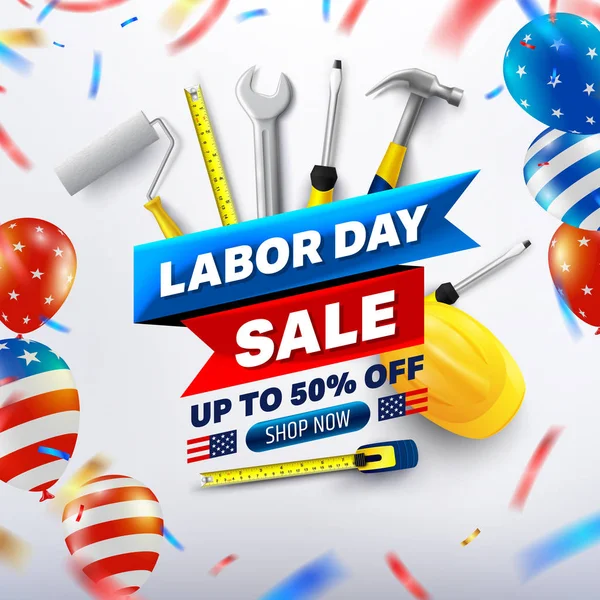 Feliz Día del Trabajo Venta 50% off poster.USA celebración del día del trabajo — Vector de stock