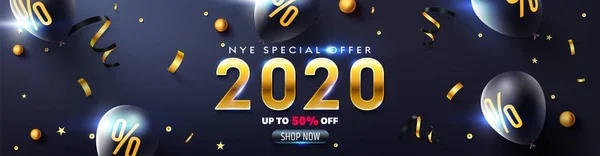 2020 nytt år Eve promotion affisch eller banner — Stock vektor
