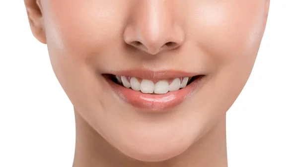 Close Part Face Perfect Align Teeth Young Caucasian Teenager Woman — Stock Photo, Image