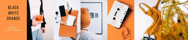 Siyah Beyaz Turuncu Özel Kolaj