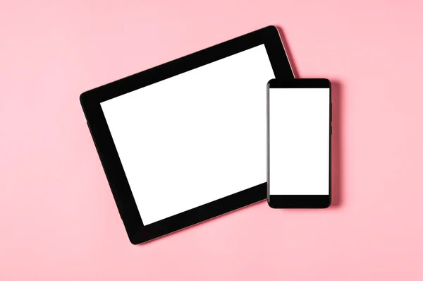 Telemóvel Tablet Fundo Pálido Modelo Para Design Texto Aplicação — Fotografia de Stock