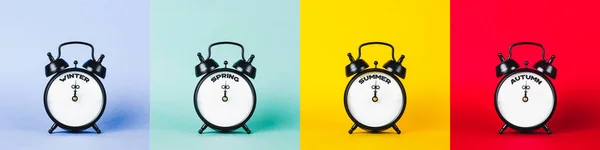 Dört mevsimin kolajı. Kış, bahar, yaz ve sonbahar - siyah alarm saati üzerine metin