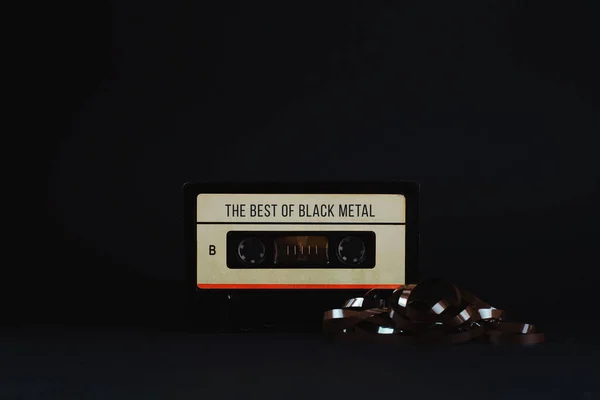 Antigua Cinta Audio Texto Mejor Del Black Metal Sobre Fondo —  Fotos de Stock