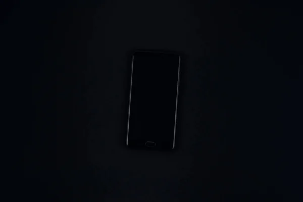 Чорний Смартфон Чорному Тлі Шаблон Програми Або Веб Сайту — стокове фото