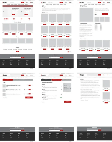 电子商务网站模板 集六网页 平面设计布局 — 图库矢量图片