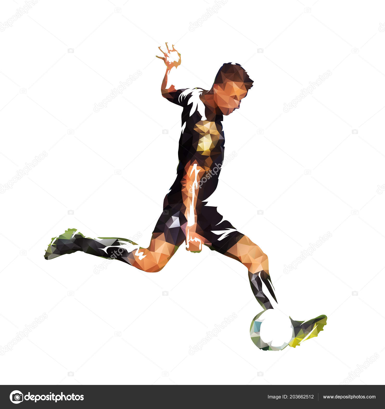 Foto de Retrato De Ação De Baixo Ângulo Do Jogador De Futebol Correndo Para  Chutar A Bola e mais fotos de stock de Futebol - iStock