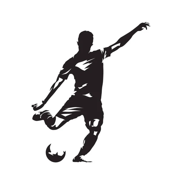 Footballeur Qui Donne Des Coups Pied Une Slhouette Vectorielle Isolée — Image vectorielle