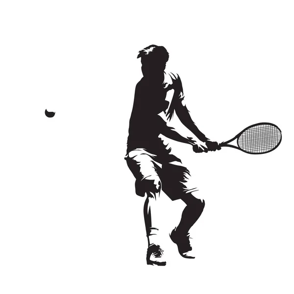 Tennis Player Isolated Vector Silhouette Backhand — Stock Vector
