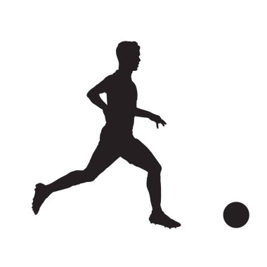 Futbol oyuncu izole vektör siluet. Yan görünümü. Futbol, takım sporu