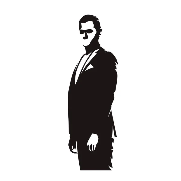 Business Man Suit Abstract Comics Ink Drawing Isolated Vector Silhouette — Stock Vector