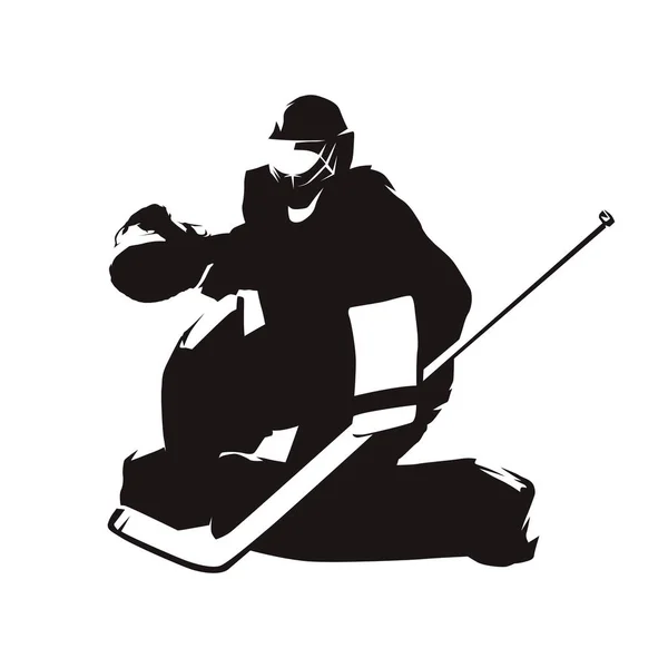 Portero Hockey Sobre Hielo Silueta Vectorial Abstracta Deporte Equipo Invierno — Vector de stock