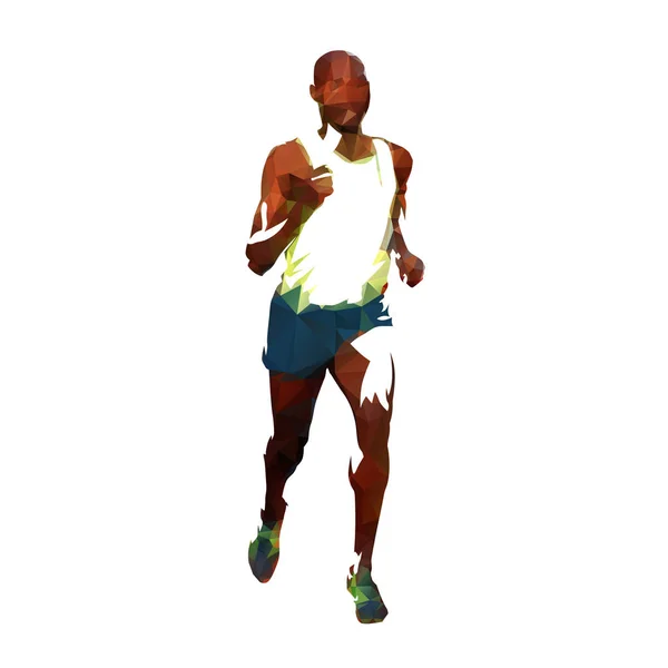 Running Man Low Poly Vector Illustration Front View Run — Stock Vector