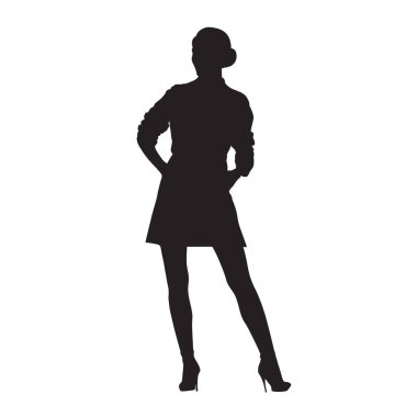 Duran, kadın izole vektör siluet. Model poz