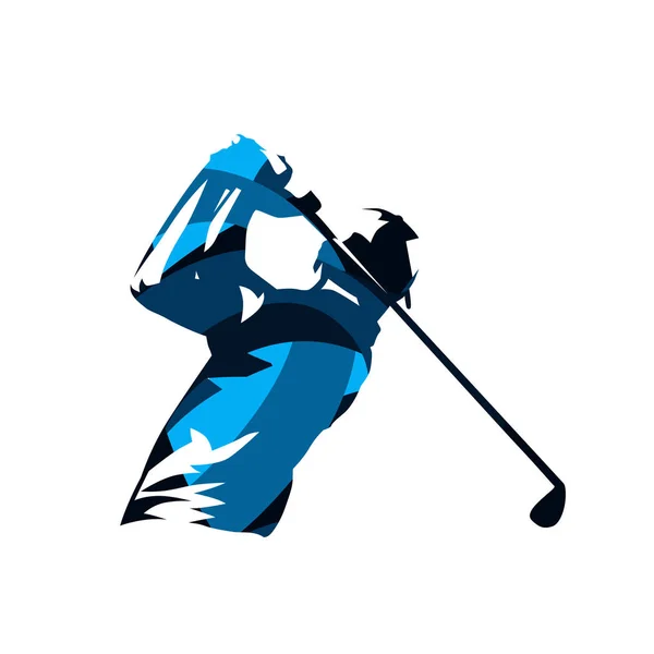 Joueur Golf Silhouette Vectorielle Isolée Abstraite Bleue Logo Swing Golf — Image vectorielle