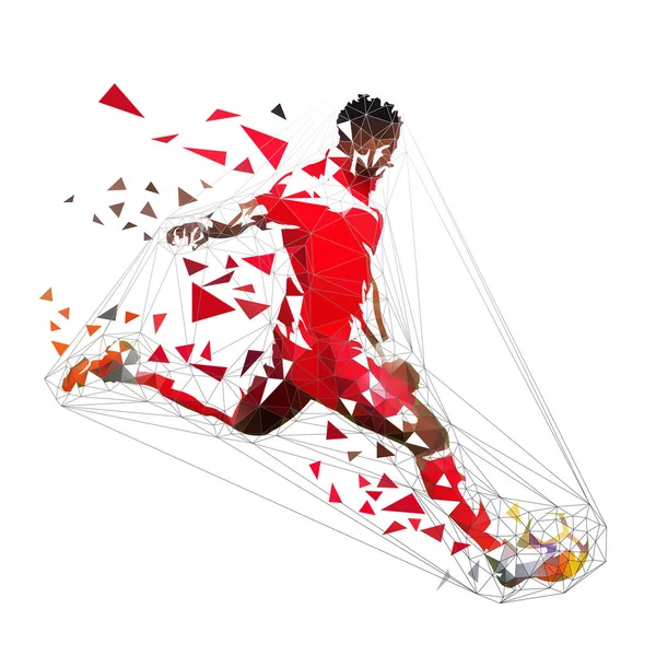 Joueur Football Maillot Rouge Dessin Abstrait Faible Vecteur Poly Joueur — Image vectorielle