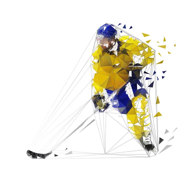 曲棍球运动员 多边形矢量插图 冰球低聚冰球运动员 — 图库矢量图片