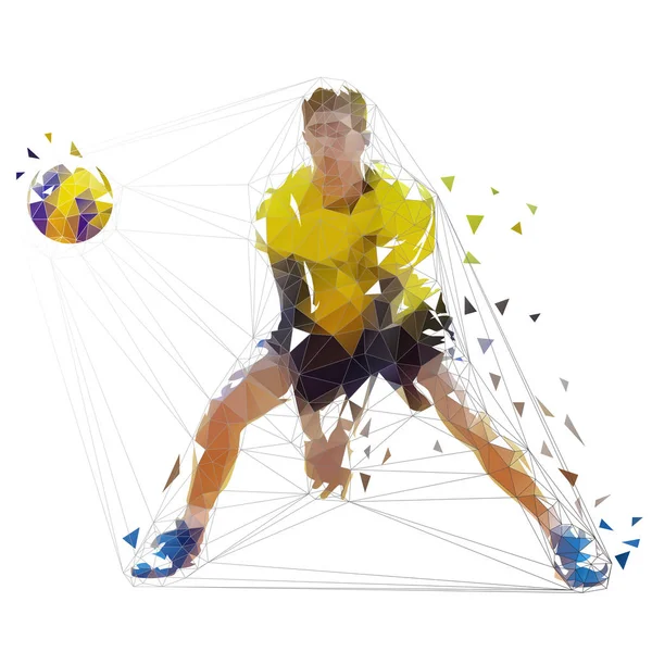 Joueur Volleyball Illustration Vectorielle Géométrique Isolée Athlète Sport Équipe Basse — Image vectorielle