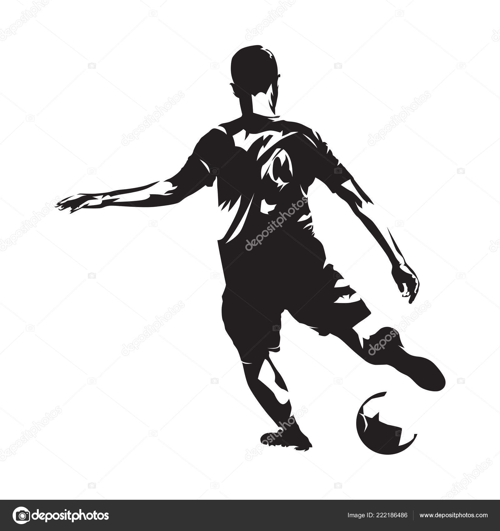 Frontal view soccer player sketch | Soccer Player Kicking Ball ...