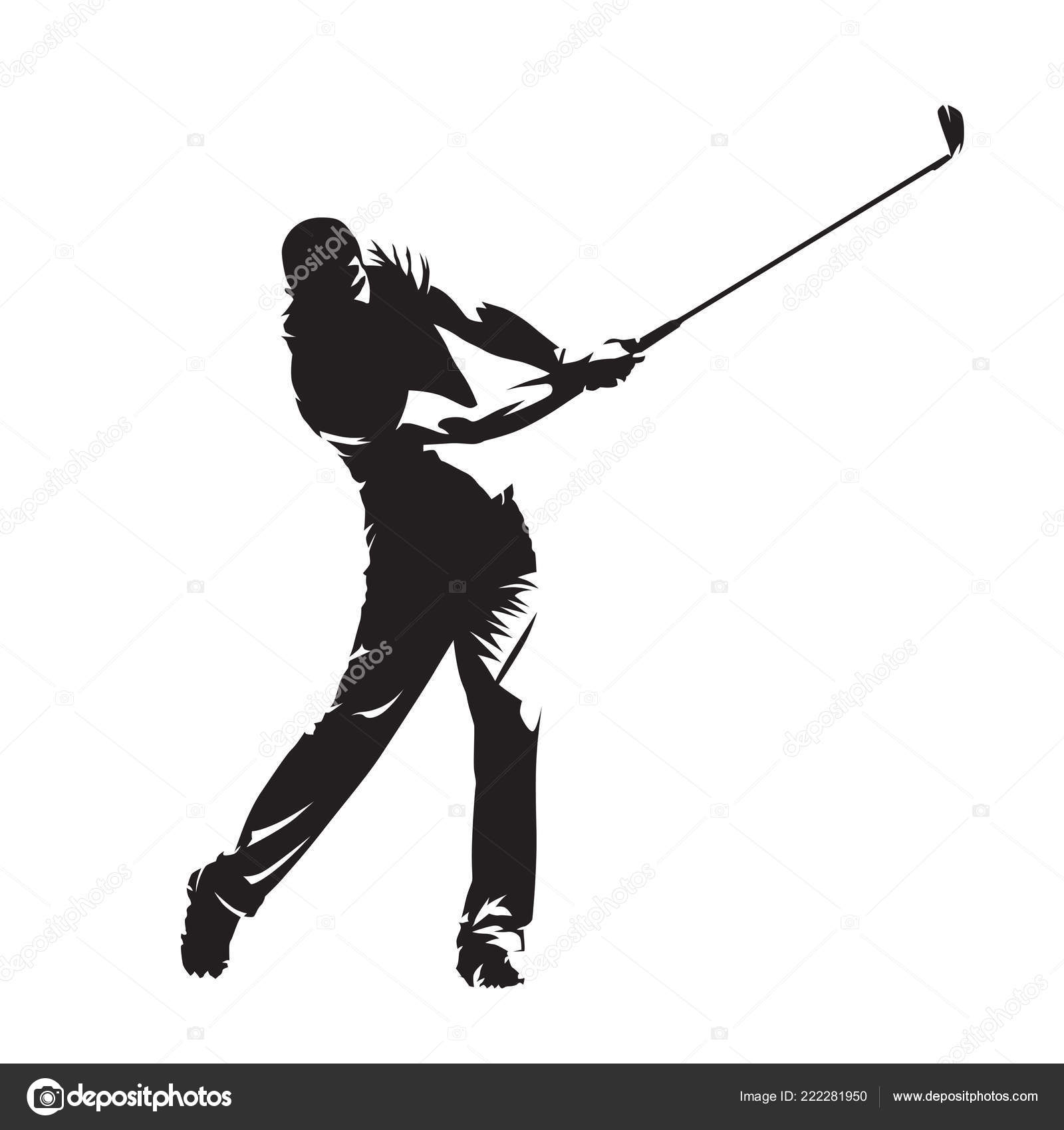 Golf Player Isolated Vector Silhouette Active People Golf Swing Stock Vector Image By C Msanca 222281950