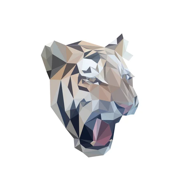 Тигровая Голова Низкая Многоугольная Грань Изолированная Векторная Иллюстрация — стоковый вектор