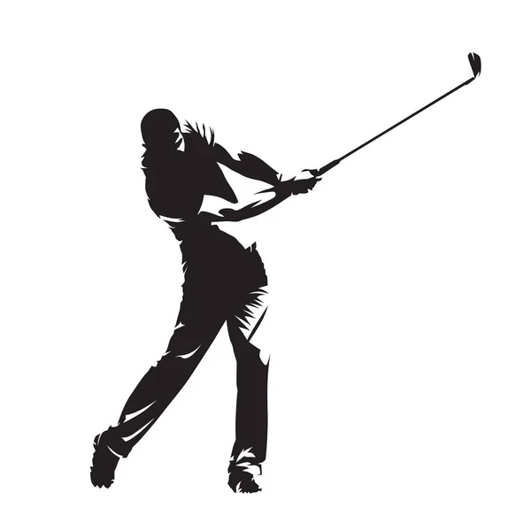 Golf Lejátszó Elszigetelt Vektor Sziluettje Aktív Emberek Golf Swing — Stock Vector