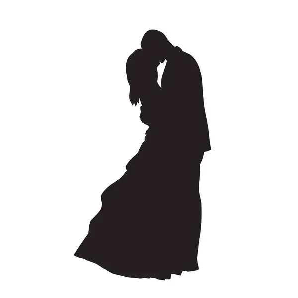 Bacio Romantico Matrimonio Coppia Innamorata Silhouette Vettoriale Isolata — Vettoriale Stock