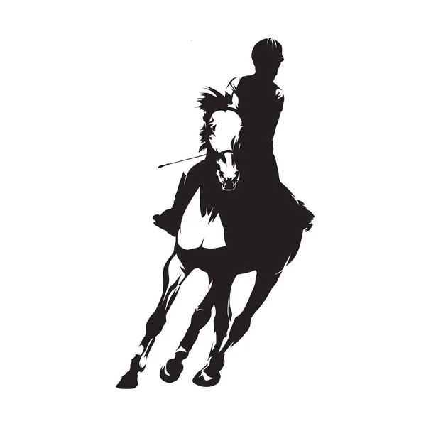 Jazda Konna Sylwetka Wektor Białym Tle Ujeżdżenia Skoki Equesterian Sportowe — Wektor stockowy