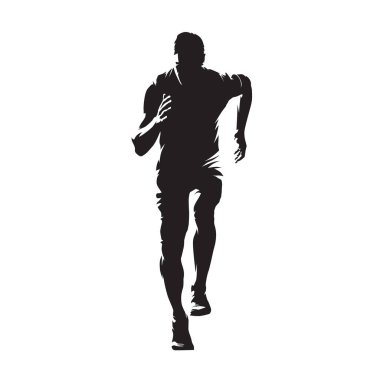 Adam, izole vektör siluet çalıştırıyor. Genç atlet Sprint. Çalıştır
