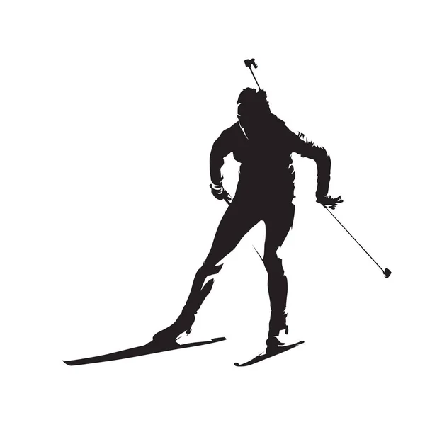 Pilota Biathlon Silhouette Vettoriale Isolata Vista Frontale Sport Invernali — Vettoriale Stock
