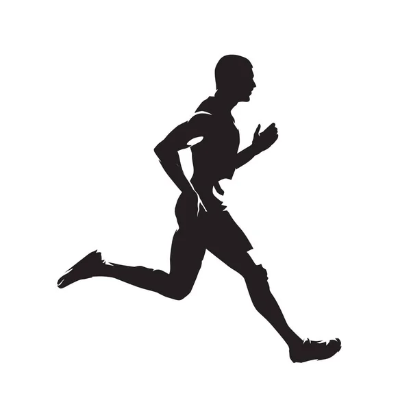 Running Man Isolated Vector Silhouette Sprinting Runner — Stock vektor