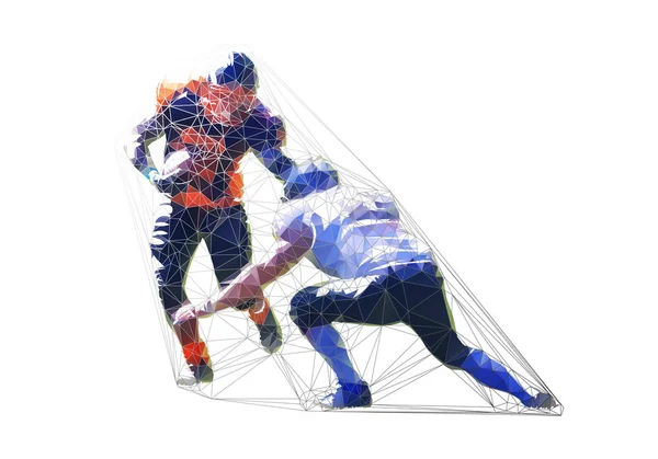 Joueurs Football Deux Athlètes Polygonaux Isolés Illustration Géométrique — Image vectorielle