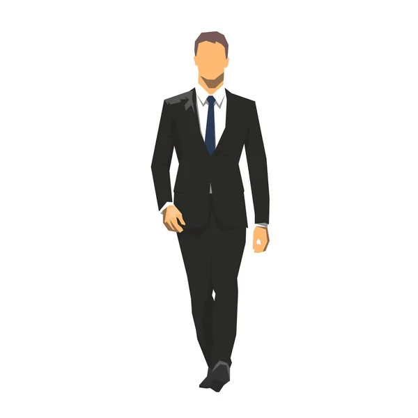 ビジネスマン 平坦な幾何ベクトル図に歩き — ストックベクタ