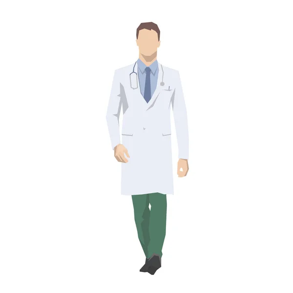 Doutor Andando Ilustração Vetorial Isolada Personagem Design Plano Médico —  Vetores de Stock