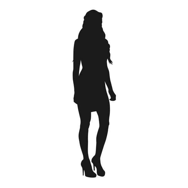 Mujer Negocios Pie Silueta Vectorial Aislada Vista Frontal Sexy Mujer — Archivo Imágenes Vectoriales