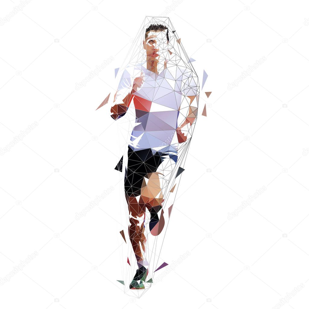 Run. Sprinting man, low polygonal geometric illustration. Vector