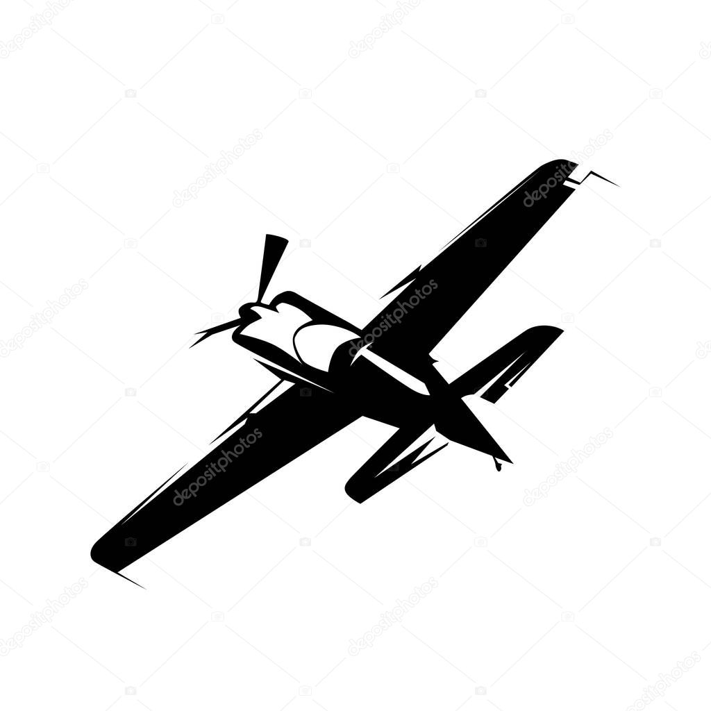 Airplane race, isolated vector silhouette. Aircraft logo